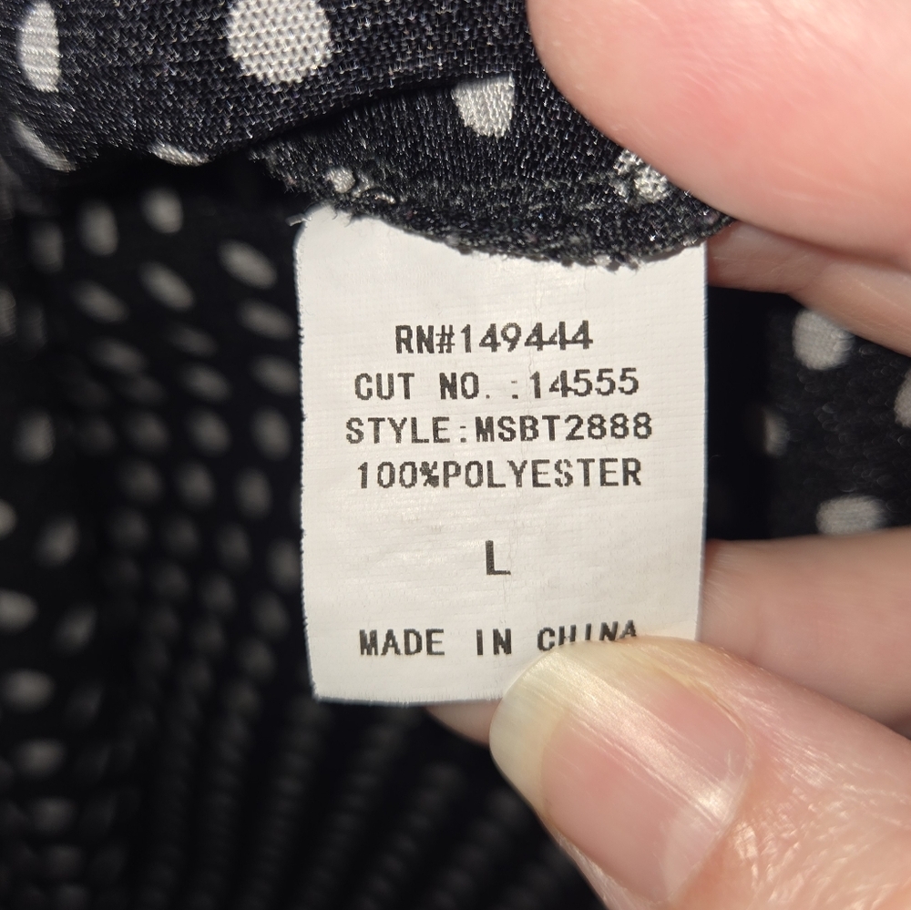 Ember Women's L Black and White Polka Dot Sleeveless Top - Picture 6 of 11